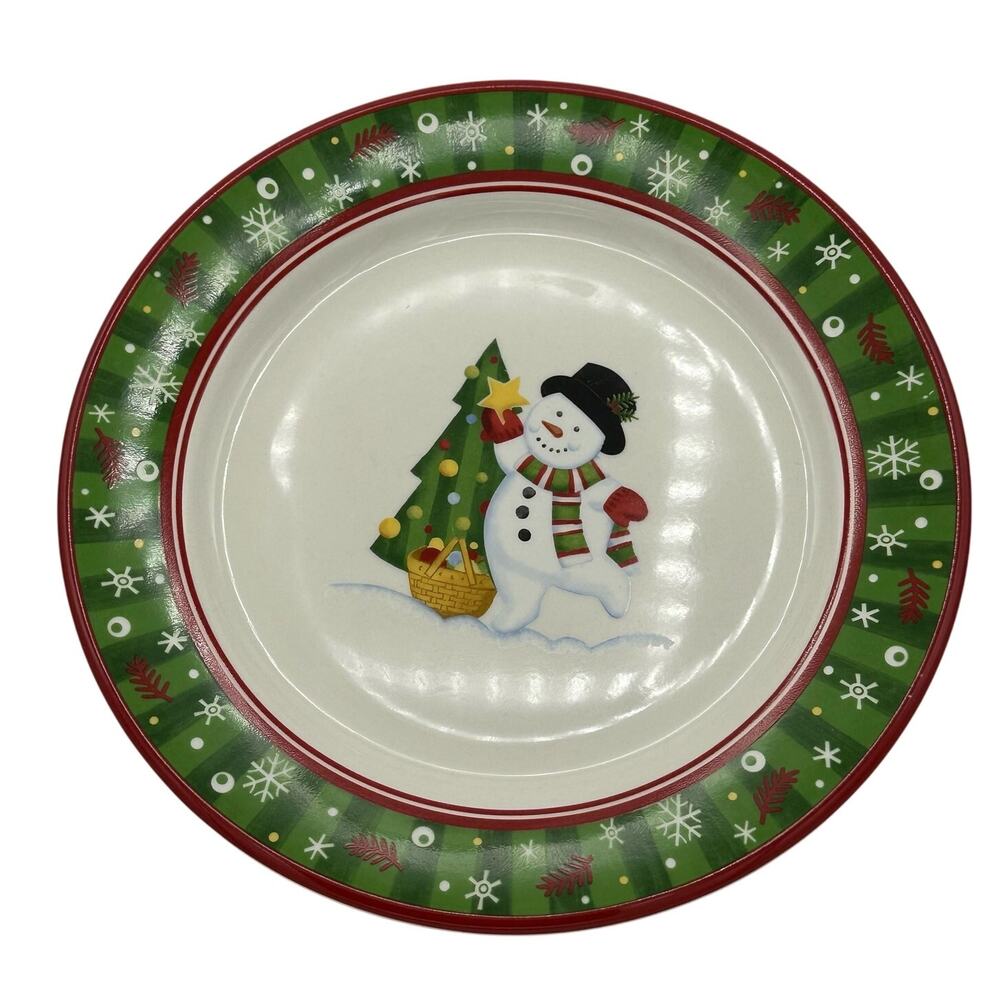 Longaberger 2004 Bluster the Snowman Large Salad Plate Christmas Plate